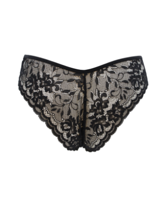 Culotte noire en dentelle avec nœud en satin 